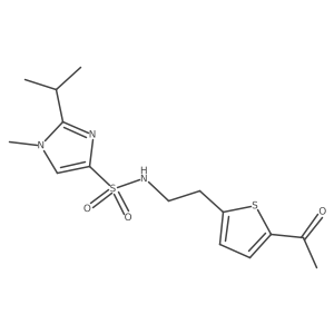 N-(2-(5-acetylthiophen-2-yl)ethyl)-2-isopropyl-1-methyl-1H-imidazole-4-sulfonamide结构式