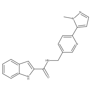 N-((6-(1-methyl-1H-pyrazol-5-yl)pyridin-3-yl)methyl)-1H-indole-2-carboxamide结构式