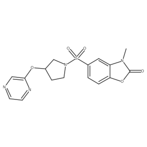 3-methyl-5-((3-(pyrazin-2-yloxy)pyrrolidin-1-yl)sulfonyl)benzo[d]oxazol-2(3H)-one Structure
