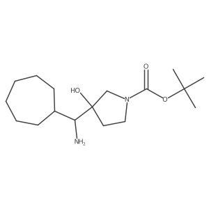 Tert-butyl 3-[amino(cycloheptyl)methyl]-3-hydroxypyrrolidine-1-carboxylate结构式