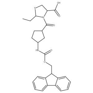 2-ethyl-3-[3-({[(9H-fluoren-9-yl)methoxy]carbonyl}amino)cyclopentanecarbonyl]-1,3-thiazolidine-4-carboxylic acid结构式