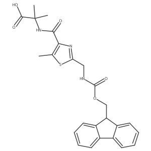 2-({2-[({[(9H-fluoren-9-yl)methoxy]carbonyl}amino)methyl]-5-methyl-1,3-thiazol-4-yl}formamido)-2-methylpropanoic acid结构式