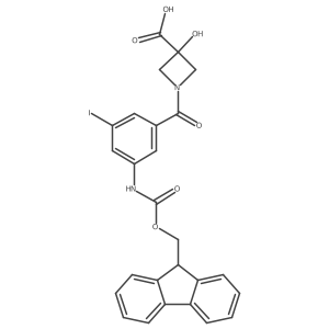 1-[3-({[(9H-fluoren-9-yl)methoxy]carbonyl}amino)-5-iodobenzoyl]-3-hydroxyazetidine-3-carboxylic acid Structure