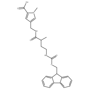 3-{[4-({[(9H-fluoren-9-yl)methoxy]carbonyl}amino)-2-methylbutanamido]methyl}-1-methyl-1H-pyrazole-5-carboxylic acid Structure