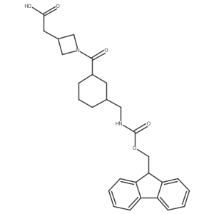 2-(1-{3-[({[(9H-fluoren-9-yl)methoxy]carbonyl}amino)methyl]cyclohexanecarbonyl}azetidin-3-yl)acetic acid结构式