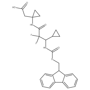2-{1-[3-cyclopropyl-3-({[(9H-fluoren-9-yl)methoxy]carbonyl}amino)-2,2-difluoropropanamido]cyclopropyl}acetic acid Structure