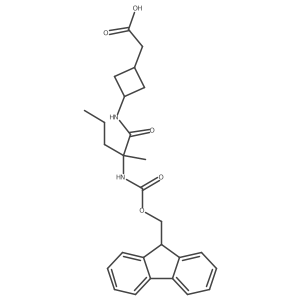 2-{3-[2-({[(9H-fluoren-9-yl)methoxy]carbonyl}amino)-2-methylpentanamido]cyclobutyl}acetic acid结构式