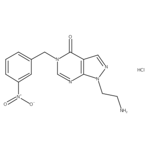 1-(2-aminoethyl)-5-(3-nitrobenzyl)-1,5-dihydro-4H-pyrazolo[3,4-d]pyrimidin-4-one hydrochloride结构式