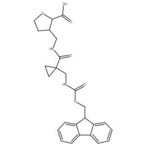 rac-(2R,3R)-3-[({1-[({[(9H-fluoren-9-yl)methoxy]carbonyl}amino)methyl]cyclopropyl}formamido)methyl]oxolane-2-carboxylic acid Structure