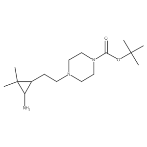 rac-tert-butyl 4-{2-[(1R,3S)-3-amino-2,2-dimethylcyclopropyl]ethyl}piperazine-1-carboxylate结构式