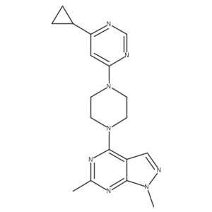 4-cyclopropyl-6-(4-{1,6-dimethyl-1H-pyrazolo[3,4-d]pyrimidin-4-yl}piperazin-1-yl)pyrimidine Structure