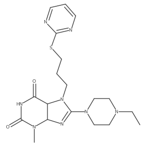 8-(4-Ethylpiperazin-1-yl)-3-methyl-7-(3-pyrimidin-2-ylsulfanylpropyl)-4,5-dihydropurine-2,6-dione结构式