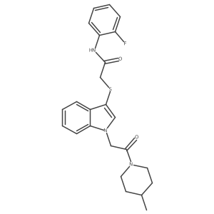 N-(2-fluorophenyl)-2-((1-(2-(4-methylpiperidin-1-yl)-2-oxoethyl)-1H-indol-3-yl)thio)acetamide结构式