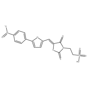 (E)-2-(5-((5-(4-nitrophenyl)furan-2-yl)methylene)-4-oxo-2-thioxothiazolidin-3-yl)ethanesulfonic acid结构式