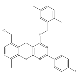 (7-{[(2,5-Dimethylphenyl)methyl]sulfanyl}-5-(4-fluorophenyl)-14-methyl-2-oxa-4,6,13-triazatricyclo[8.4.0.0^{3,8}]tetradeca-1(10),3(8),4,6,11,13-hexaen-11-yl)methanol结构式