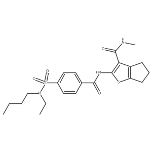 2-{4-[butyl(ethyl)sulfamoyl]benzamido}-N-methyl-4H,5H,6H-cyclopenta[b]thiophene-3-carboxamide结构式