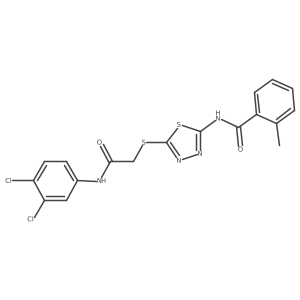 N-(5-((2-((3,4-dichlorophenyl)amino)-2-oxoethyl)thio)-1,3,4-thiadiazol-2-yl)-2-methylbenzamide Structure