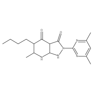 5-Butyl-2-(4,6-dimethylpyrimidin-2-yl)-6-methyl-1,3a,5,6,7,7a-hexahydropyrazolo[3,4-b]pyridine-3,4-dione结构式