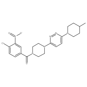 (4-Chloro-3-nitrophenyl)(4-(6-(4-methylpiperidin-1-yl)pyridazin-3-yl)piperazin-1-yl)methanone结构式