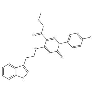 ethyl 4-((2-(1H-indol-3-yl)ethyl)amino)-1-(4-fluorophenyl)-6-oxo-1,6-dihydropyridazine-3-carboxylate结构式