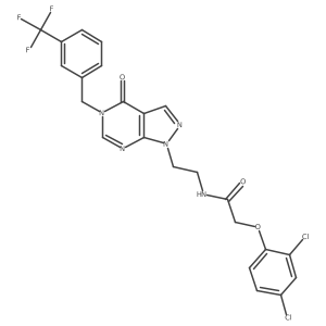 2-(2,4-dichlorophenoxy)-N-(2-(4-oxo-5-(3-(trifluoromethyl)benzyl)-4,5-dihydro-1H-pyrazolo[3,4-d]pyrimidin-1-yl)ethyl)acetamide结构式