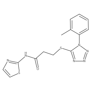 3-{[1-(2-methylphenyl)-1H-tetrazol-5-yl]sulfanyl}-N-(1,3-thiazol-2-yl)propanamide结构式