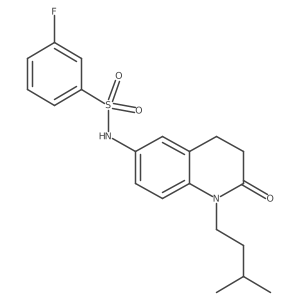 3-fluoro-N-(1-isopentyl-2-oxo-1,2,3,4-tetrahydroquinolin-6-yl)benzenesulfonamide结构式