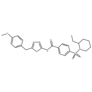 4-((2-ethylpiperidin-1-yl)sulfonyl)-N-(5-(4-methoxybenzyl)-1,3,4-oxadiazol-2-yl)benzamide Structure