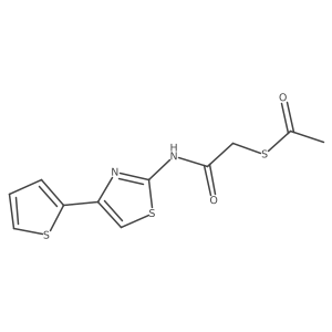 S-(2-oxo-2-((4-(thiophen-2-yl)thiazol-2-yl)amino)ethyl) ethanethioate结构式