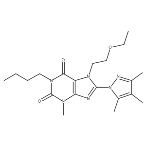 1-Butyl-7-(2-ethoxyethyl)-3-methyl-8-(3,4,5-trimethylpyrazolyl)-1,3,7-trihydro purine-2,6-dione结构式