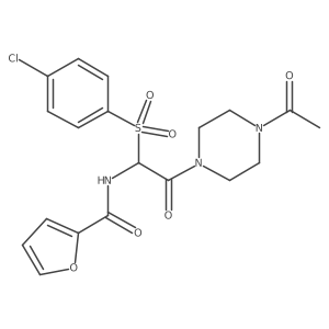 N-{2-(4-acetylpiperazinyl)-1-[(4-chlorophenyl)sulfonyl]-2-oxoethyl}-2-furylcar boxamide结构式