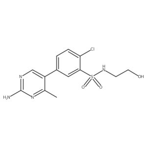5-(2-amino-4-methylpyrimidin-5-yl)-2-chloro-N-(2-hydroxyethyl)benzenesulfonamide结构式