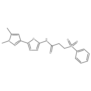 N-(5-(1,5-dimethyl-1H-pyrazol-3-yl)-1,3,4-oxadiazol-2-yl)-3-(phenylsulfonyl)propanamide Structure
