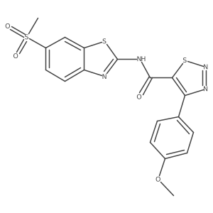 4-(4-methoxyphenyl)-N-[(2Z)-6-(methylsulfonyl)-1,3-benzothiazol-2(3H)-ylidene]-1,2,3-thiadiazole-5-carboxamide结构式