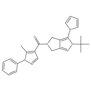 (2-(tert-butyl)-3-(1H-pyrrol-1-yl)pyrrolo[3,4-c]pyrazol-5(2H,4H,6H)-yl)(5-methyl-1-phenyl-1H-pyrazol-4-yl)methanone结构式