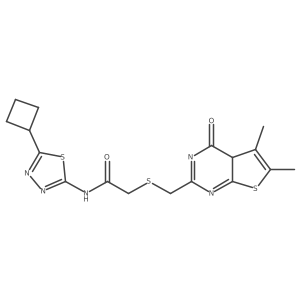 N-(5-cyclobutyl-1,3,4-thiadiazol-2-yl)-2-[(5,6-dimethyl-4-oxo-4aH-thieno[2,3-d]pyrimidin-2-yl)methylsulfanyl]acetamide Structure