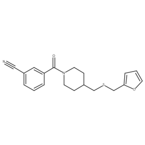 3-(4-(((Furan-2-ylmethyl)thio)methyl)piperidine-1-carbonyl)benzonitrile Structure