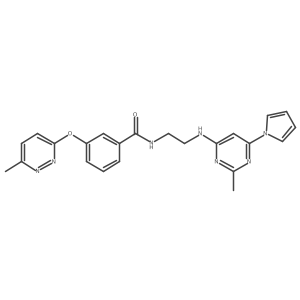 N-(2-((2-methyl-6-(1H-pyrrol-1-yl)pyrimidin-4-yl)amino)ethyl)-3-((6-methylpyridazin-3-yl)oxy)benzamide结构式