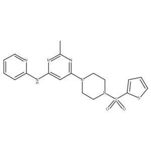 2-methyl-N-(pyridin-2-yl)-6-(4-(thiophen-2-ylsulfonyl)piperazin-1-yl)pyrimidin-4-amine结构式