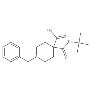 1-Benzyl-4-(tert-butoxycarbonyl)piperidine-4-carboxylic acid结构式