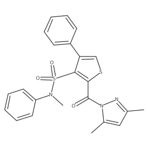 2-(3,5-dimethyl-1H-pyrazole-1-carbonyl)-N-methyl-N,4-diphenylthiophene-3-sulfonamide结构式