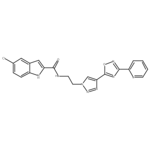 5-chloro-N-(2-(4-(3-(pyridin-2-yl)-1,2,4-oxadiazol-5-yl)-1H-1,2,3-triazol-1-yl)ethyl)-1H-indole-2-carboxamide结构式