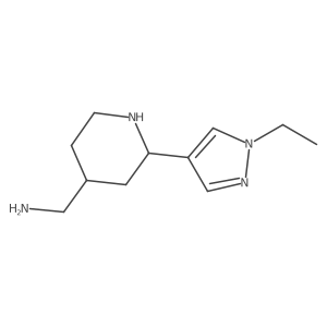[2-(1-ethyl-1H-pyrazol-4-yl)piperidin-4-yl]methanamine结构式
