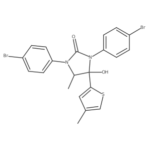 1,3-Bis(4-bromophenyl)-4-hydroxy-5-methyl-4-(4-methyl-2-thienyl)-2-imidazolidinone Structure