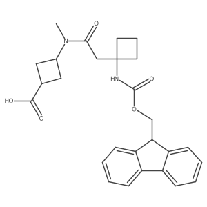 3-{2-[1-({[(9H-fluoren-9-yl)methoxy]carbonyl}amino)cyclobutyl]-N-methylacetamido}cyclobutane-1-carboxylic acid结构式