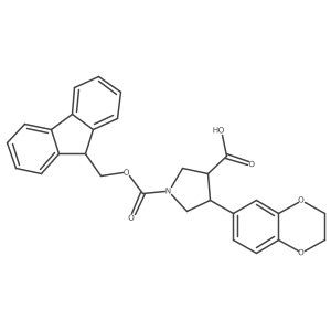 4-(2,3-dihydro-1,4-benzodioxin-6-yl)-1-{[(9H-fluoren-9-yl)methoxy]carbonyl}pyrrolidine-3-carboxylic acid Structure