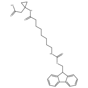 2-{1-[8-({[(9H-fluoren-9-yl)methoxy]carbonyl}amino)octanamido]cyclopropyl}acetic acid Structure