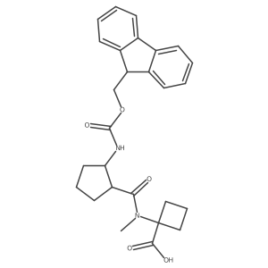 1-[N-methyl2-({[(9H-fluoren-9-yl)methoxy]carbonyl}amino)cyclopentaneamido]cyclobutane-1-carboxylic acid结构式