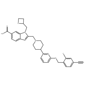 2-((4-(6-((4-Cyano-2-fluorobenzyl)oxy)pyridin-2-yl)piperidin-1-yl)methyl)-1-(oxetan-2-ylmethyl)-1H-benzo[d]imidazole-6-carboxylic acid Structure