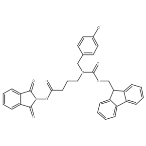 1,3-dioxo-2,3-dihydro-1H-isoindol-2-yl 4-{[(4-chlorophenyl)methyl]({[(9H-fluoren-9-yl)methoxy]carbonyl})amino}butanoate结构式